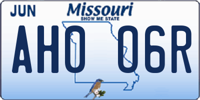 MO license plate AH0O6R