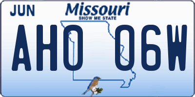 MO license plate AH0O6W