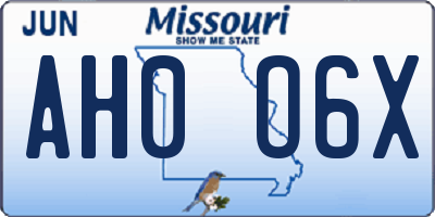 MO license plate AH0O6X