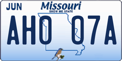 MO license plate AH0O7A