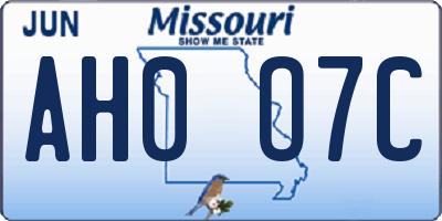 MO license plate AH0O7C