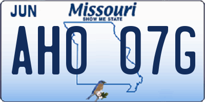 MO license plate AH0O7G