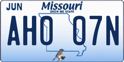 MO license plate AH0O7N