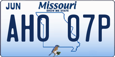 MO license plate AH0O7P