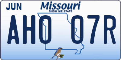 MO license plate AH0O7R