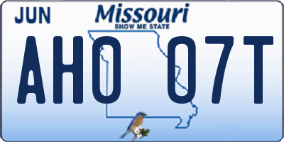 MO license plate AH0O7T