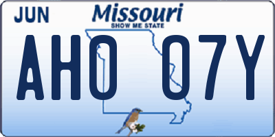 MO license plate AH0O7Y