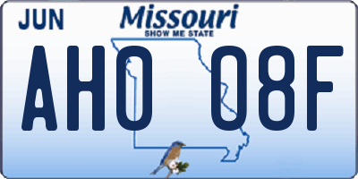 MO license plate AH0O8F