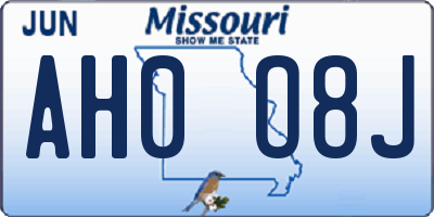 MO license plate AH0O8J