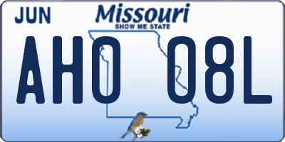 MO license plate AH0O8L