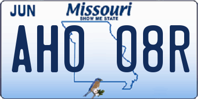 MO license plate AH0O8R