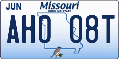 MO license plate AH0O8T