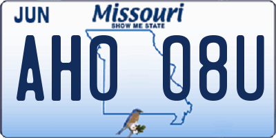 MO license plate AH0O8U