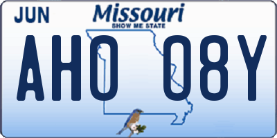 MO license plate AH0O8Y