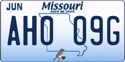 MO license plate AH0O9G