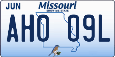 MO license plate AH0O9L