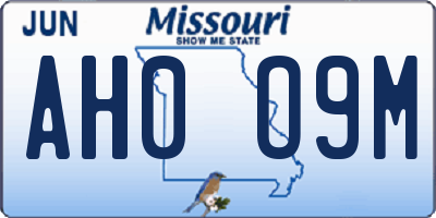 MO license plate AH0O9M