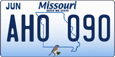 MO license plate AH0O9O