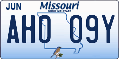 MO license plate AH0O9Y