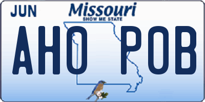 MO license plate AH0P0B