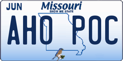 MO license plate AH0P0C