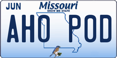 MO license plate AH0P0D