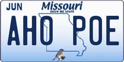 MO license plate AH0P0E