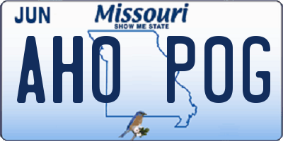 MO license plate AH0P0G