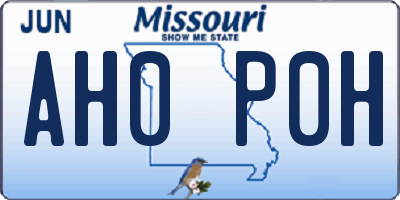 MO license plate AH0P0H