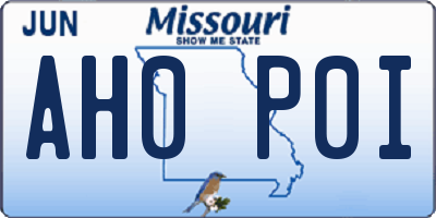 MO license plate AH0P0I