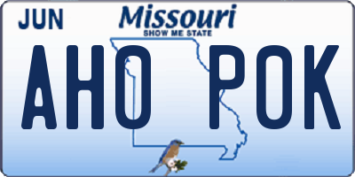 MO license plate AH0P0K
