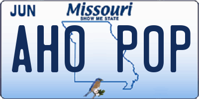 MO license plate AH0P0P