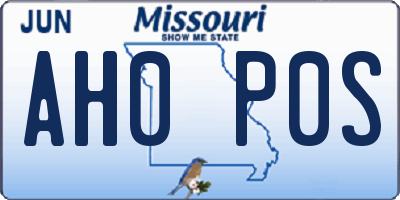 MO license plate AH0P0S