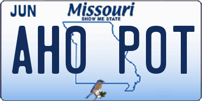 MO license plate AH0P0T