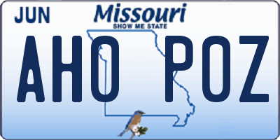 MO license plate AH0P0Z