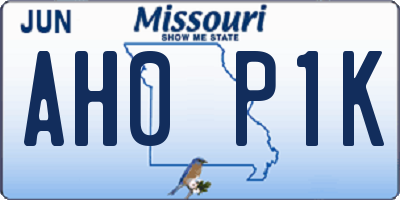 MO license plate AH0P1K