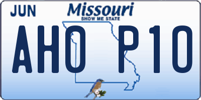 MO license plate AH0P1O