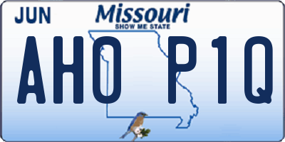 MO license plate AH0P1Q