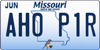 MO license plate AH0P1R