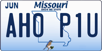 MO license plate AH0P1U