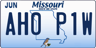 MO license plate AH0P1W