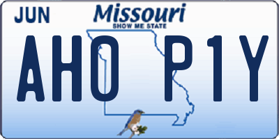 MO license plate AH0P1Y