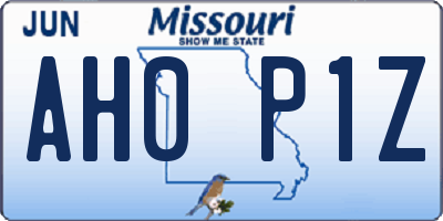 MO license plate AH0P1Z