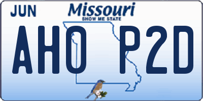 MO license plate AH0P2D