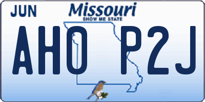 MO license plate AH0P2J