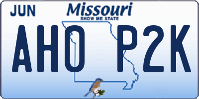 MO license plate AH0P2K