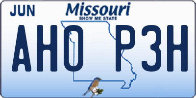 MO license plate AH0P3H