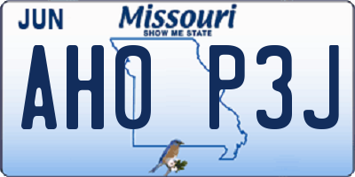 MO license plate AH0P3J