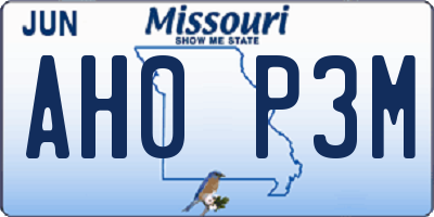 MO license plate AH0P3M