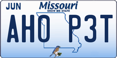 MO license plate AH0P3T